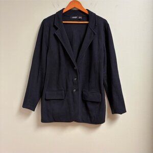 Lauren Ralph Lauren Women Black Cotton-Blend Sweater Blazer Size 2X Quiet Luxury